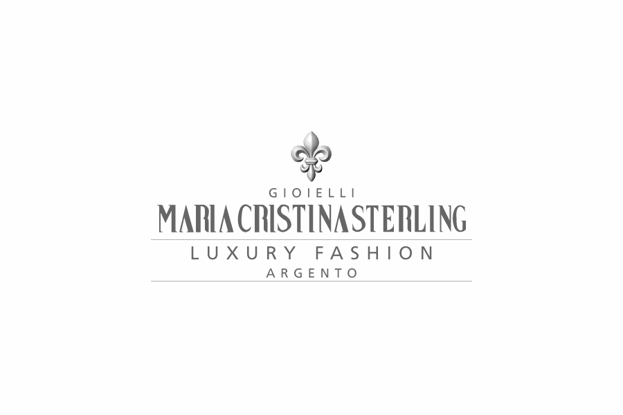 Logo per i gioielli Maria Cristina Sterling, con un giglio e le scritte: 