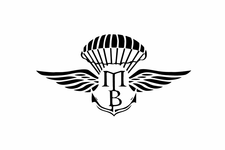 Logo con paracadute, ali, ancora e iniziali 