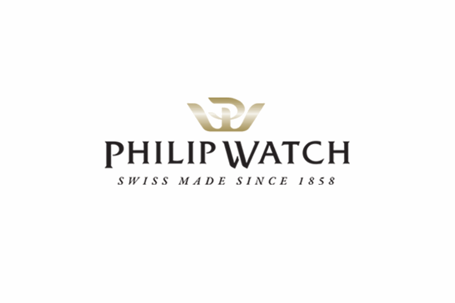 Logo per Philip Watch: un emblema dorato sopra la scritta 