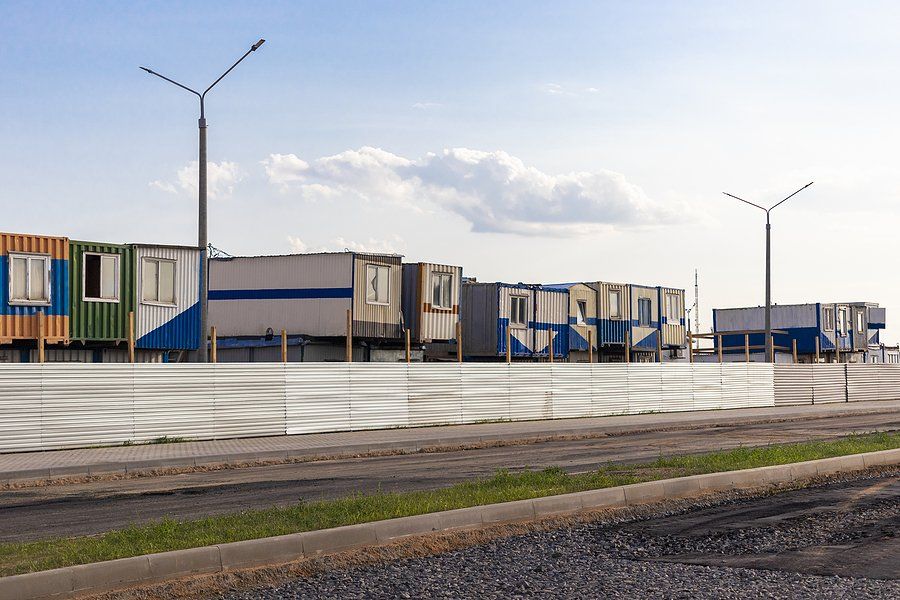 container homes with fence