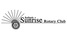 A black and white logo for the sunrise rotary club.