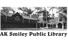 A black and white photo of the ak smiley public library