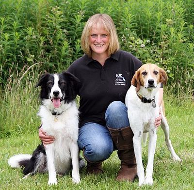 Carol Valvona with her two dogs