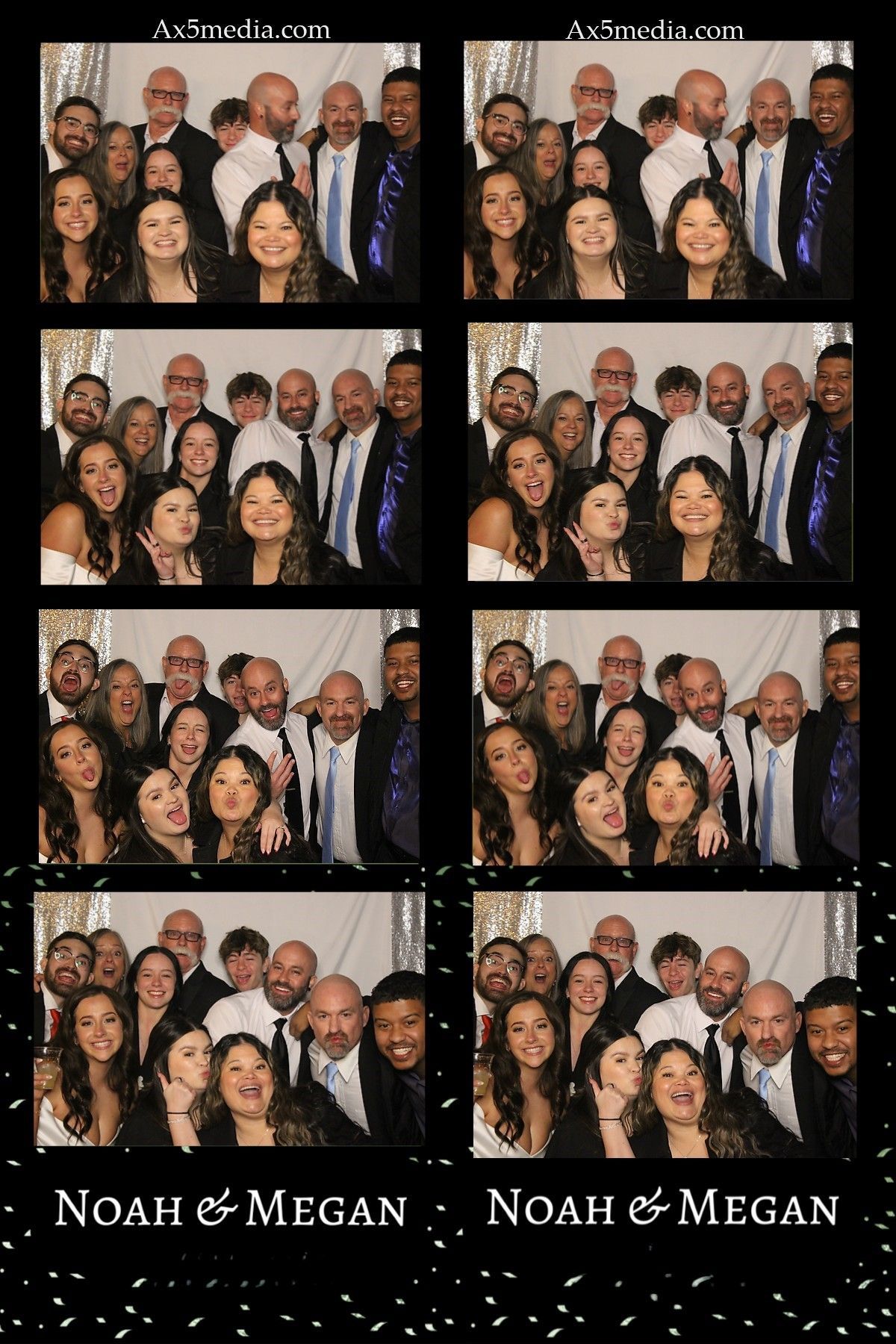 A group of people posing for a picture with the names noah and megan on the bottom