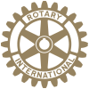 Rotary International logo: Gold cogwheel with 
