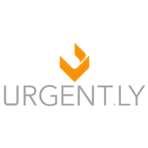 Logo for Urgently, orange stylized "U" above gray text.