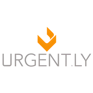 Logo for Urgently, orange stylized "U" above gray text.