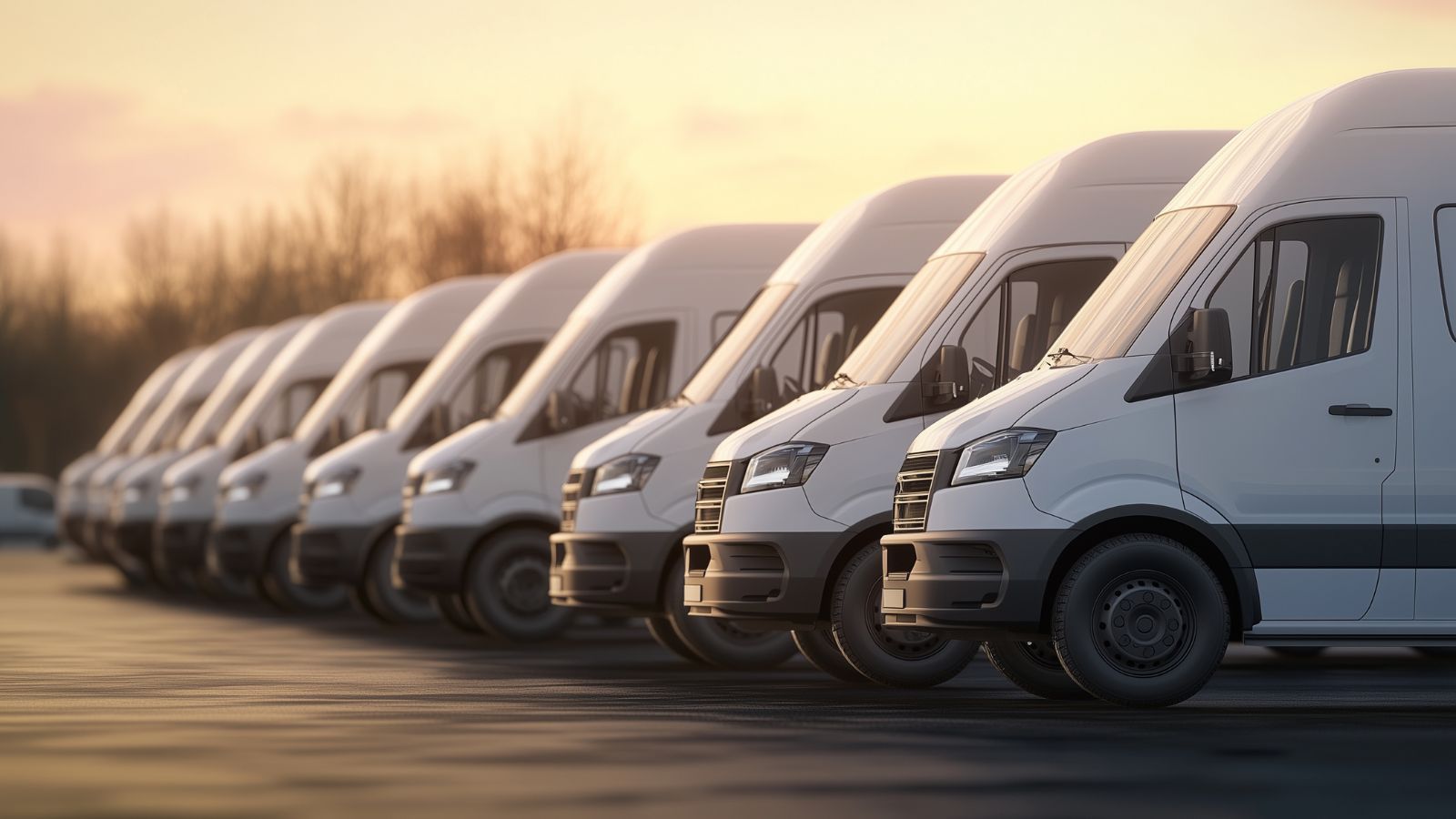 Commercial vehicle at dusk