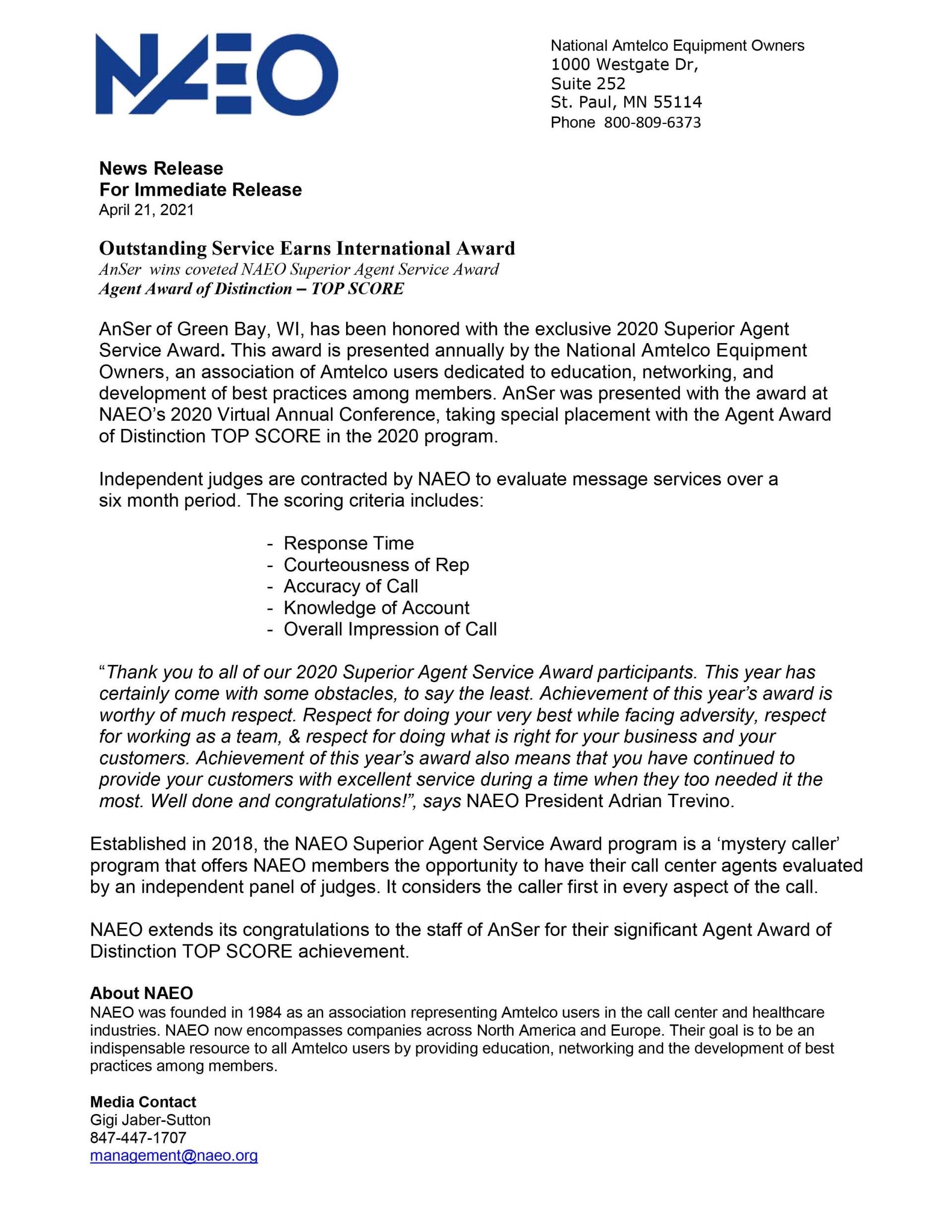 Letterhead announcing the 2023 NAEO summer training program, with text in black.
