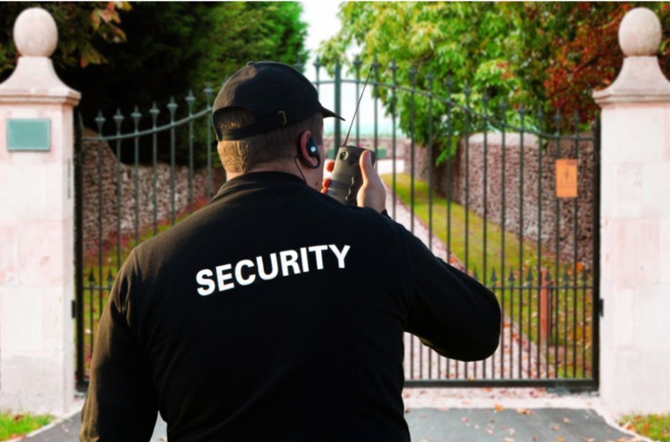 security guard outside home