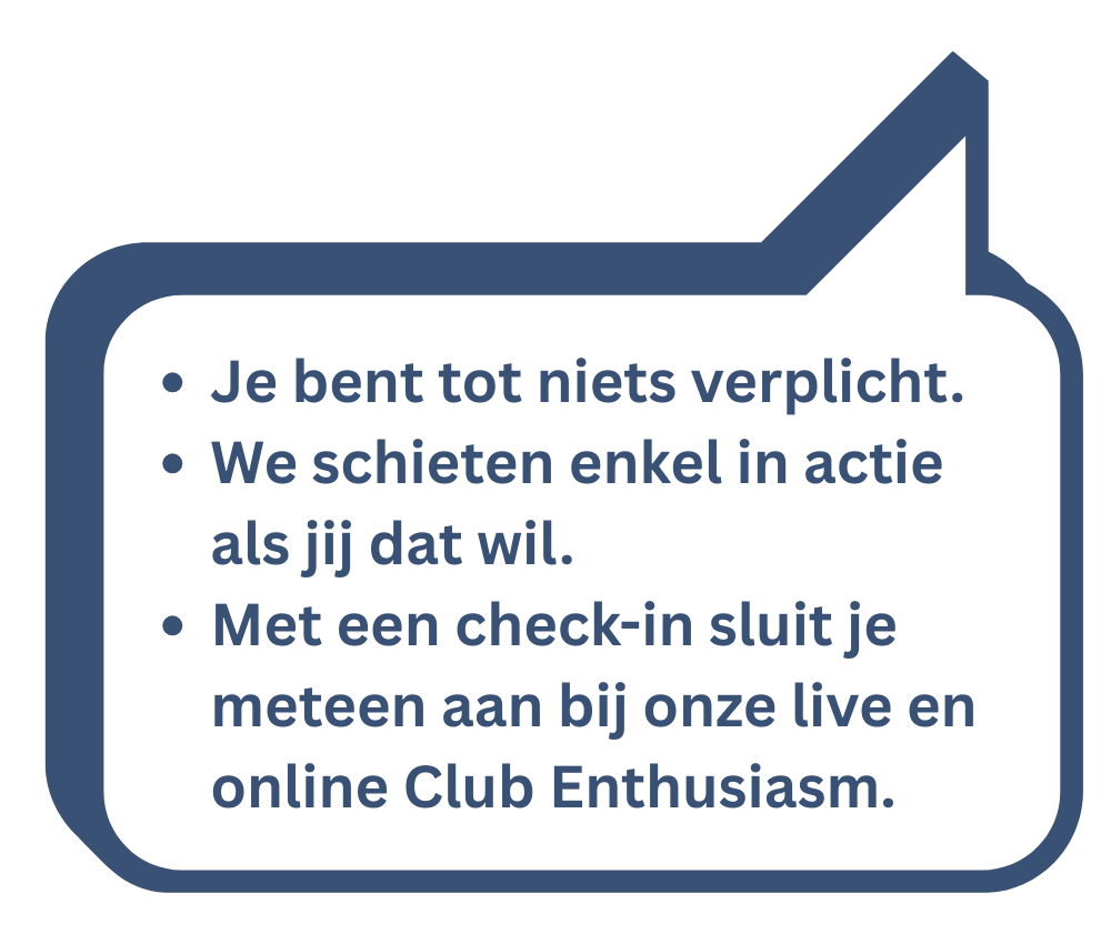 Blauwe tekstballon met witte tekst: aanbiedingen,