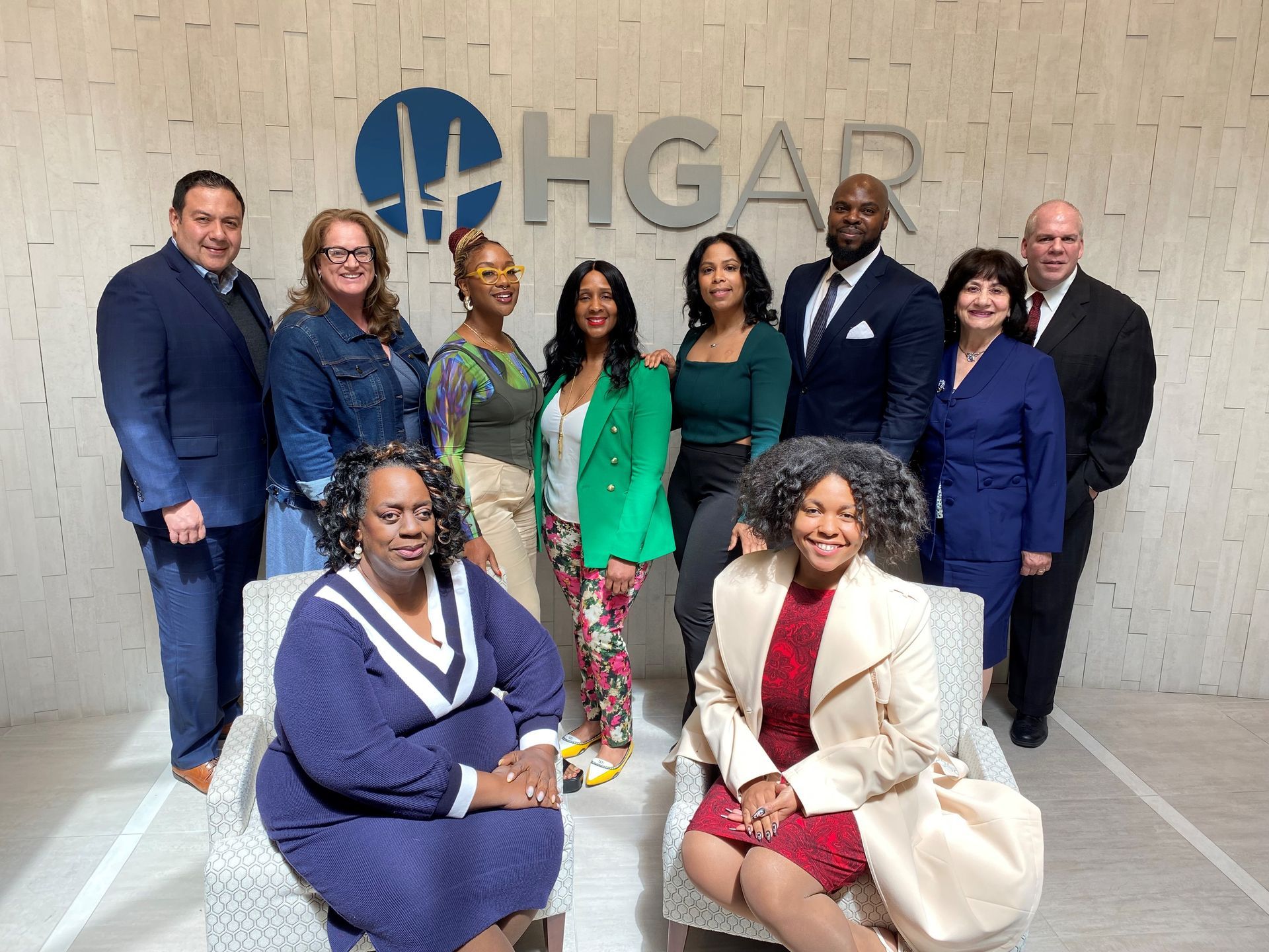 The Leadership Accelerator group in the lobby of the HGAR offices.