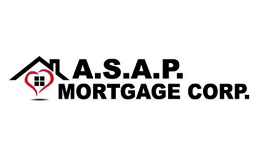 The logo for a.s.a.p. mortgage corp. has a heart and a house on it.