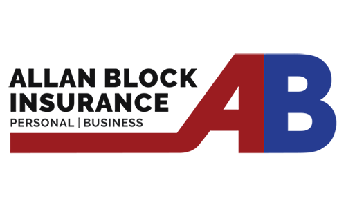 Allan Block Insurance logo with red and blue “AB” and text “Personal | Business”