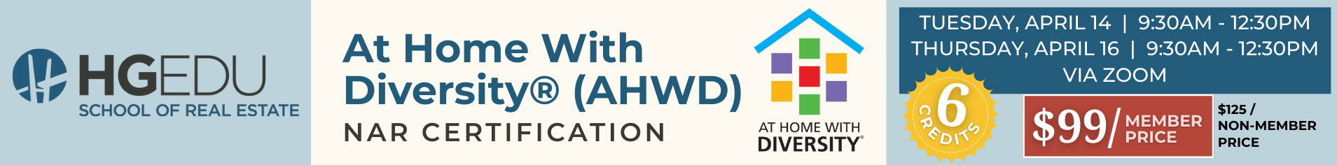 Logos for HGECU, At Home With Diversity, and a real estate certification.