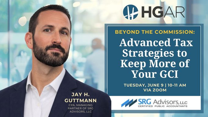 Webinar promo with man portrait and text: “Beyond the Commission: Advanced Tax Strategies to Keep More of Your GCI”