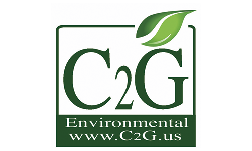C2G Environmental logo with a green leaf, green text and a website URL.