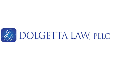 The logo for dolcetta law , pllc is blue and white.