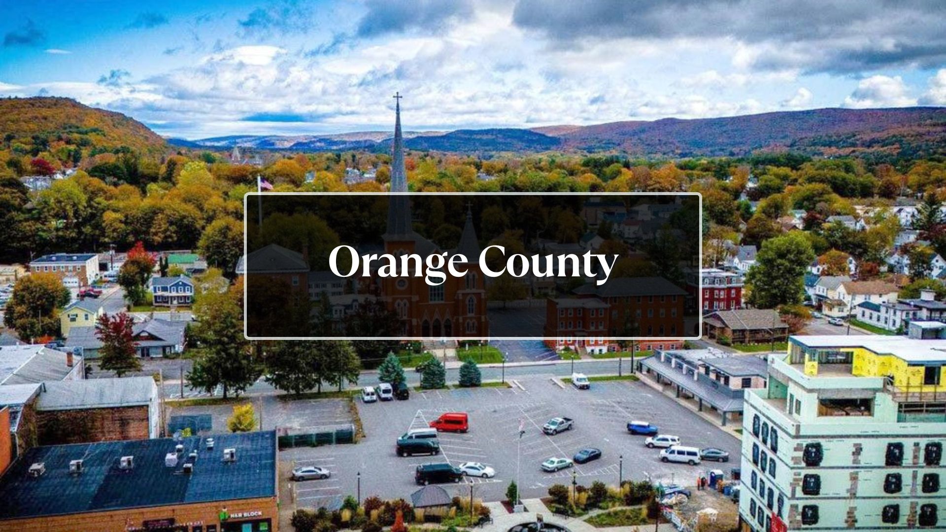 An aerial view of a city in orange county , new york.