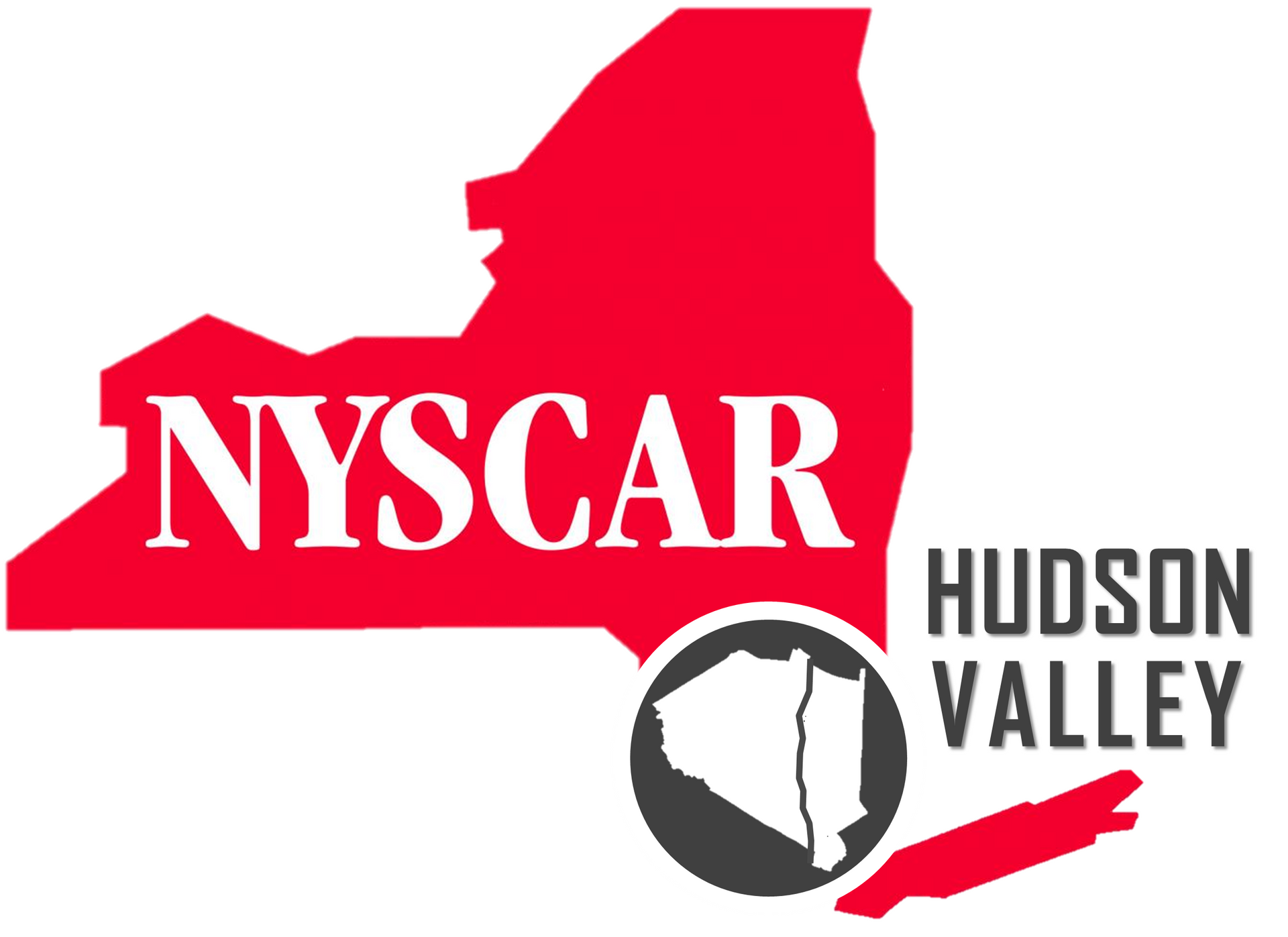 A logo for NYSCAR Hudson Valley with a map of New York
