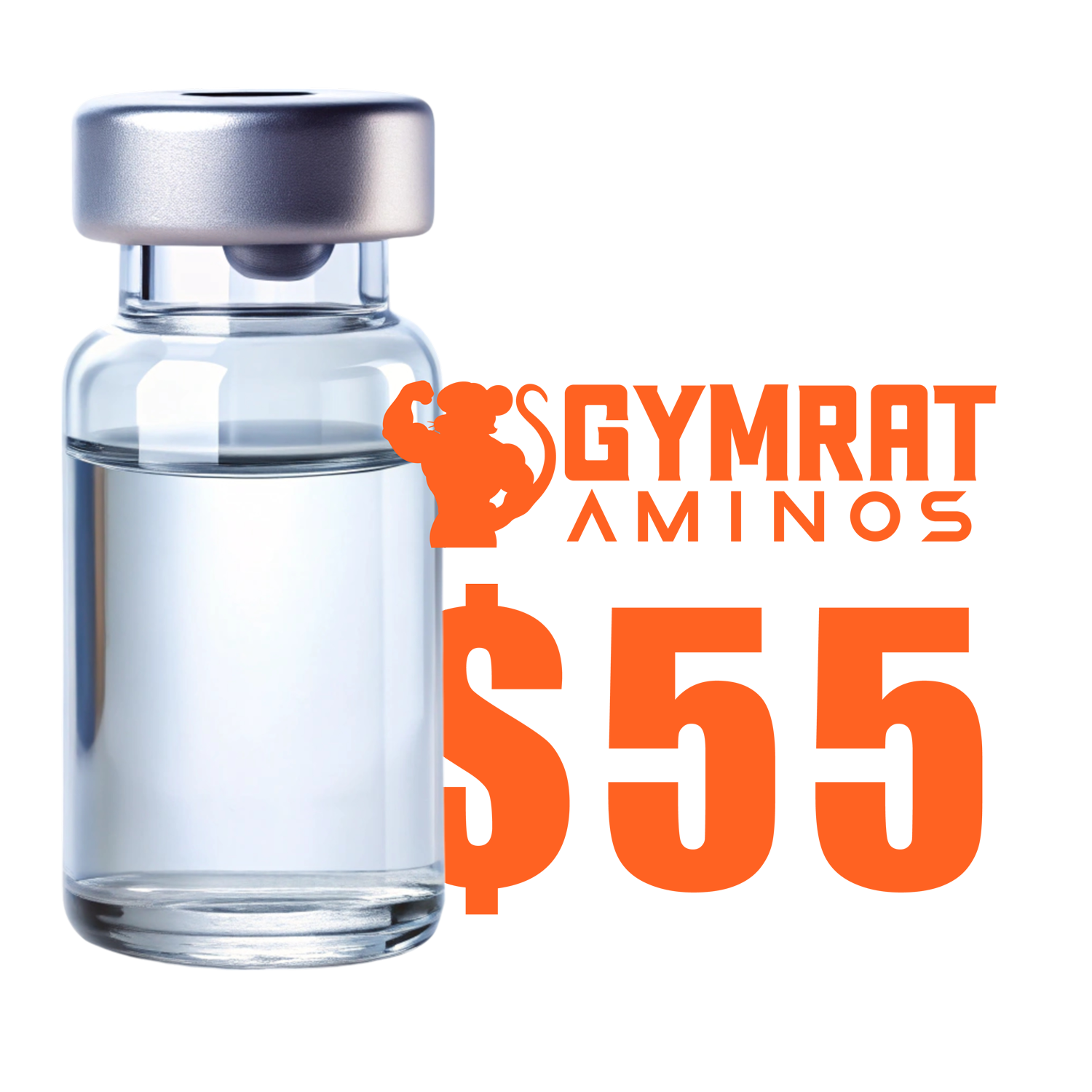 Vial of liquid, Gymrat Aminos logo, and price