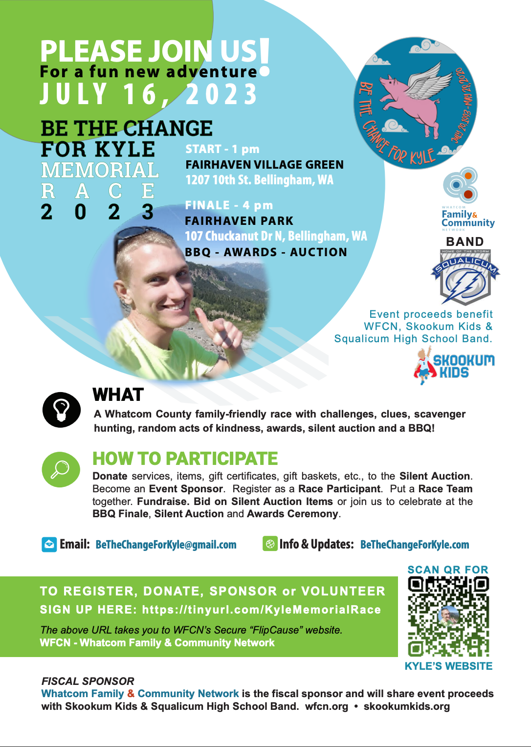 Be the change for Kyle memorial race flyer 2023