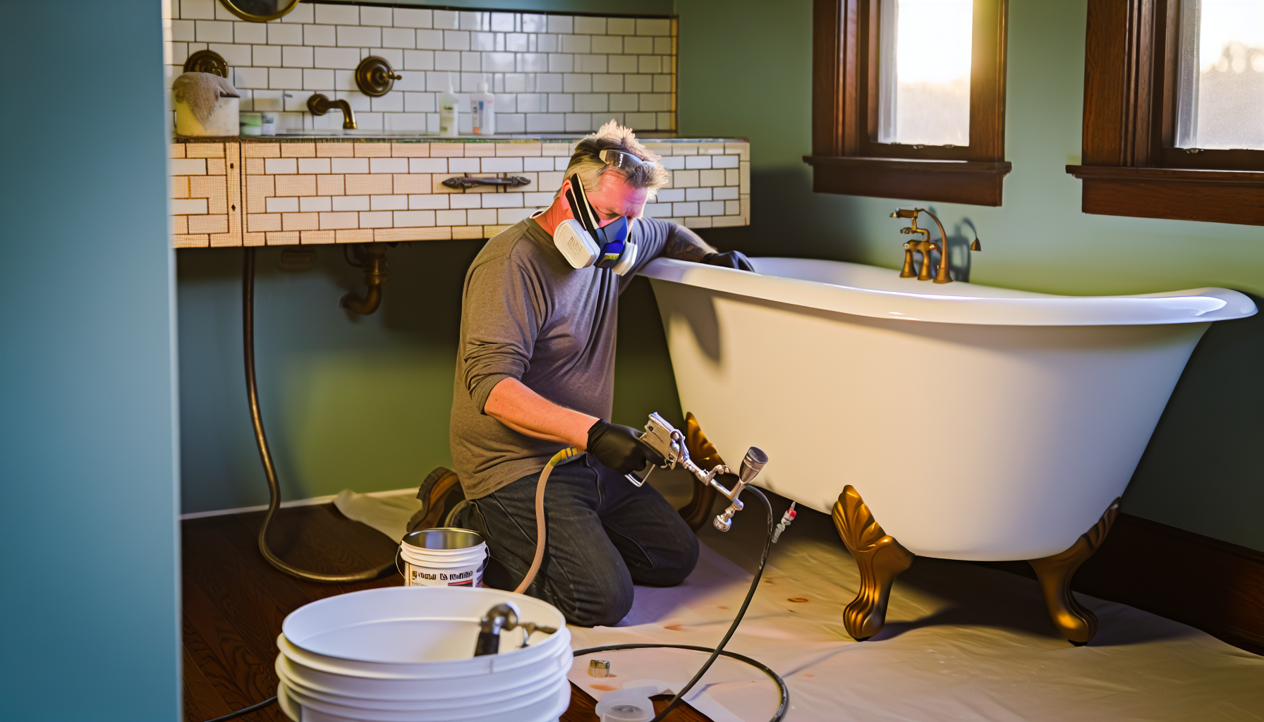 Bathtub Refinisher restoring a clawfoot bathtub in Tulsa