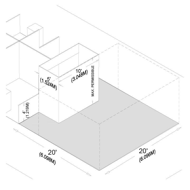 A black and white drawing of a room with measurements