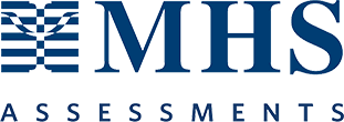A blue and white logo for mhs assessments