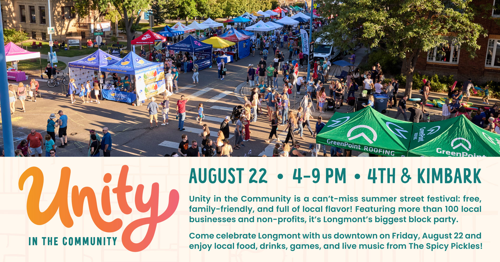 Summer festival, Unity in the Community, on 4th & Kimbark, August 22, 4-9PM. People, tents, businesses, and a large crowd. | BG Automotive