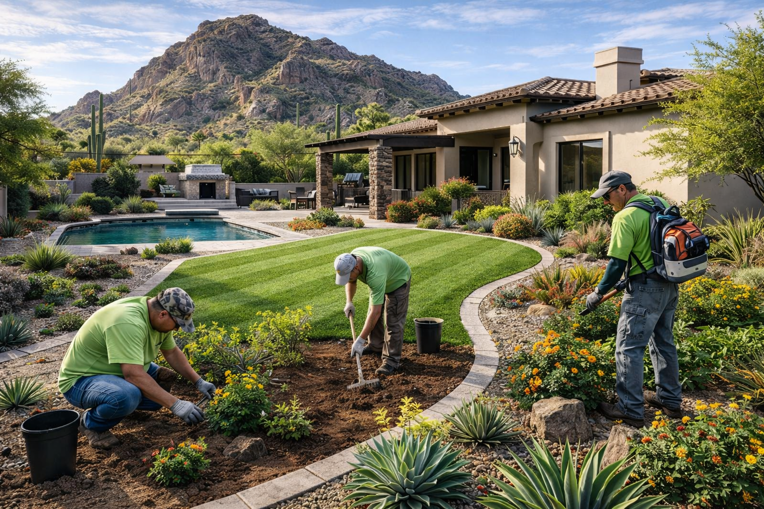 Girl hugging a golden retriever dog, smiling with sun in the background.