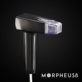a close up of a morpheus8 device on a black background
