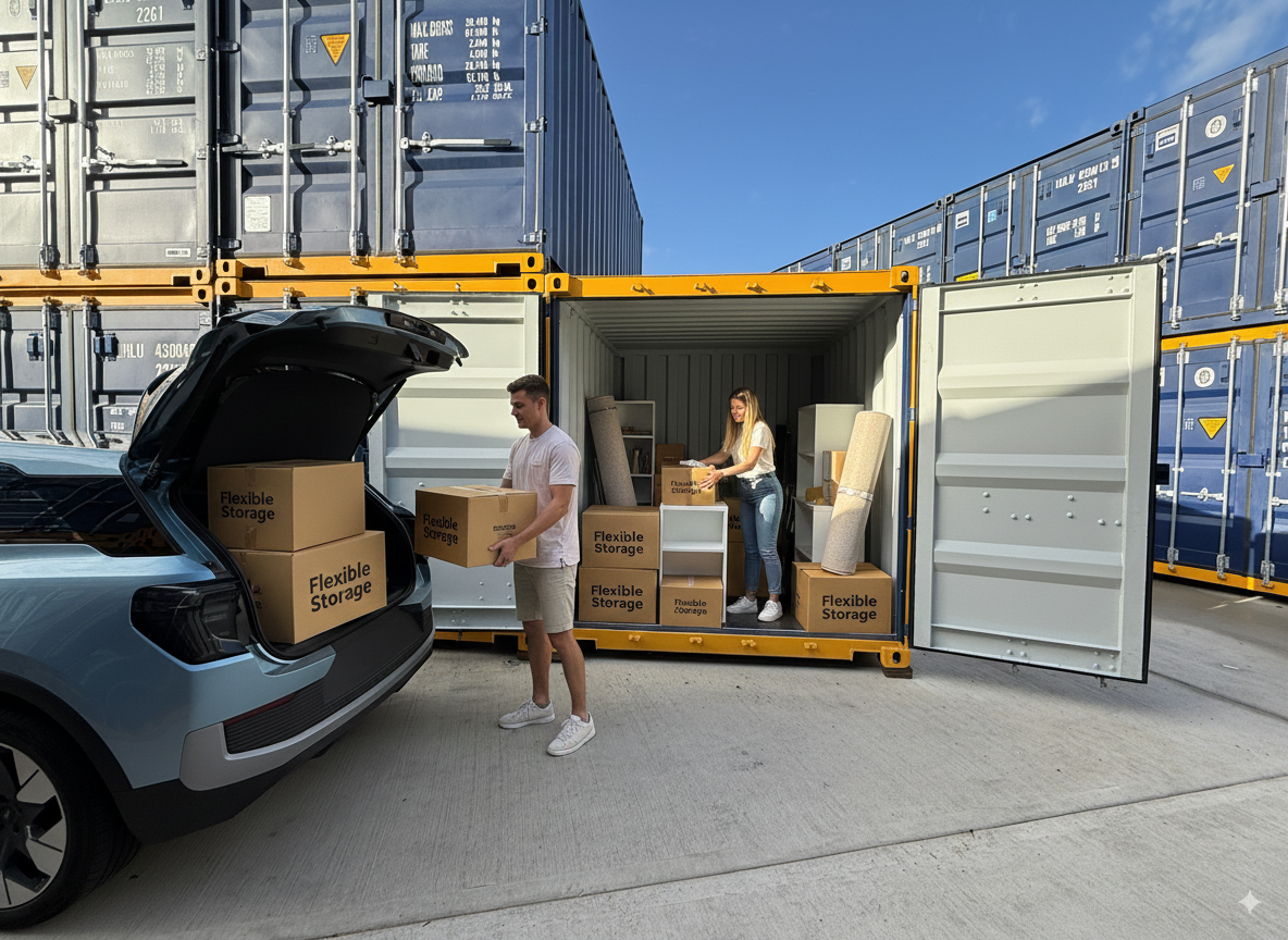 Chelmsford container storage being used by couple