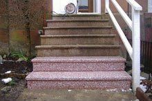during the terrazzo steps being cleaned