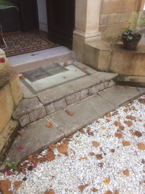 before terrazzo entrance