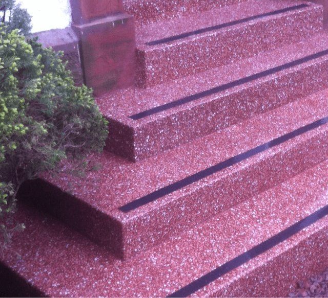 terrazzo flooring after with pink terrazzo