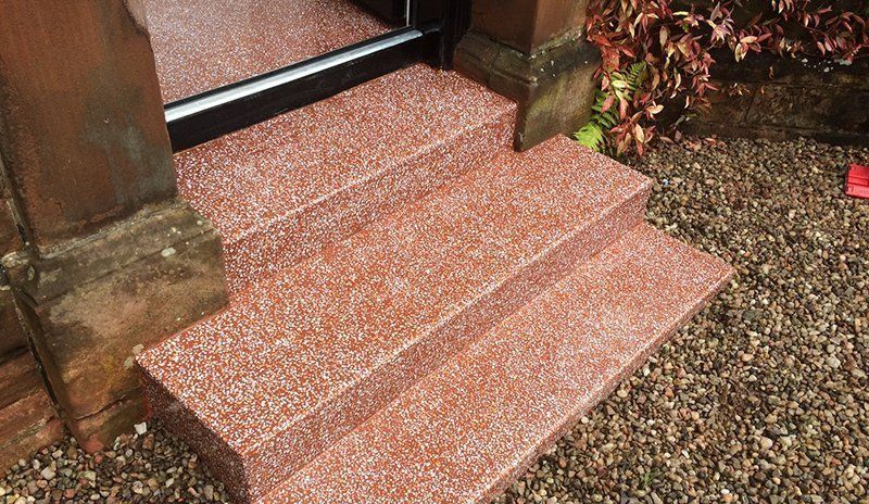 terrazzo steps after being restored