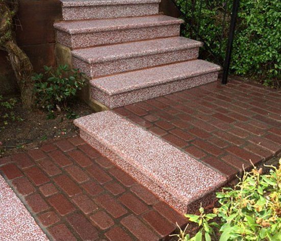 terrazzo corner steps after