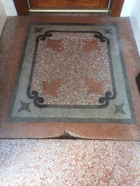 terrazzo entrance before being cleaned