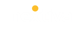 Logo with a yellow dot above white text.