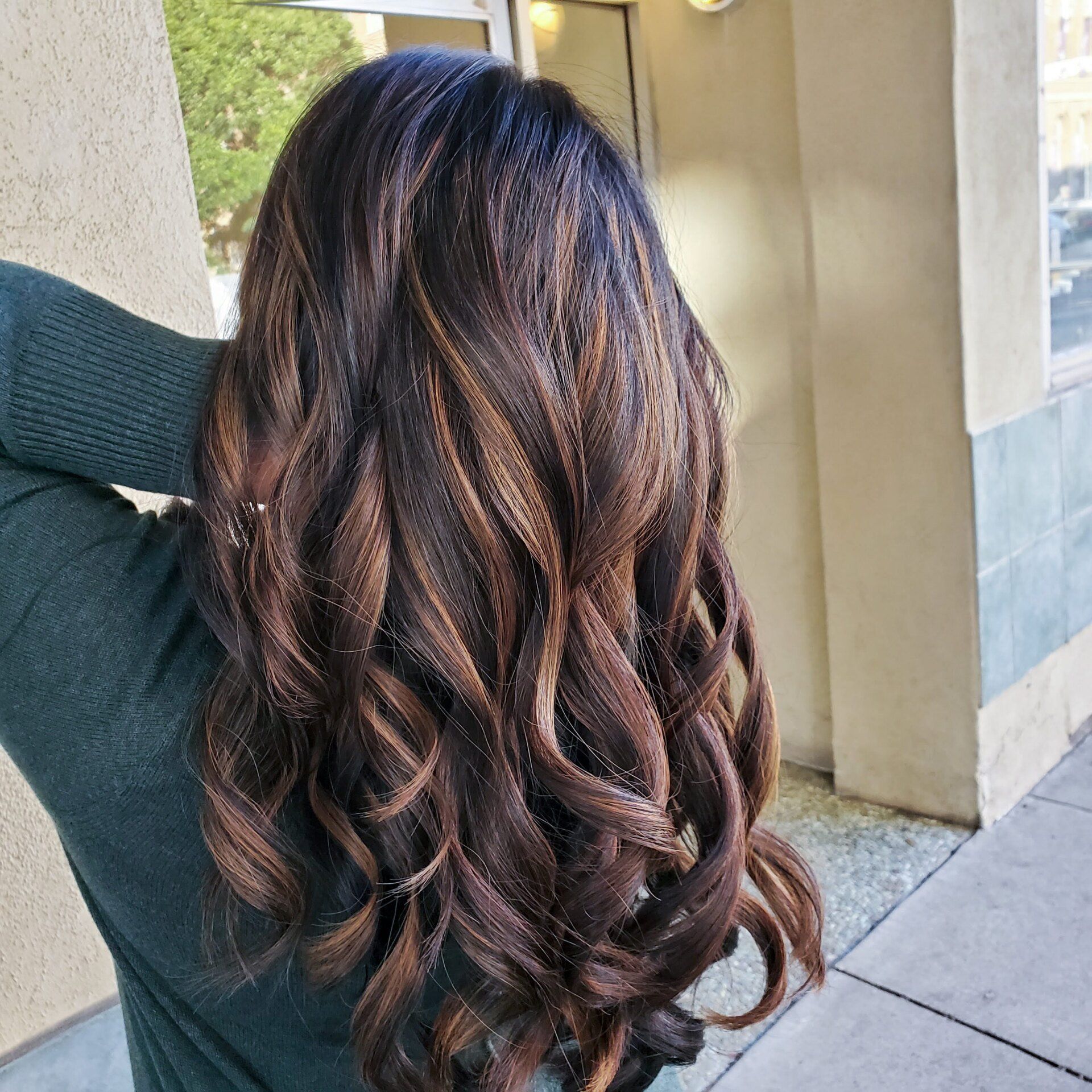 dark brown curly hair