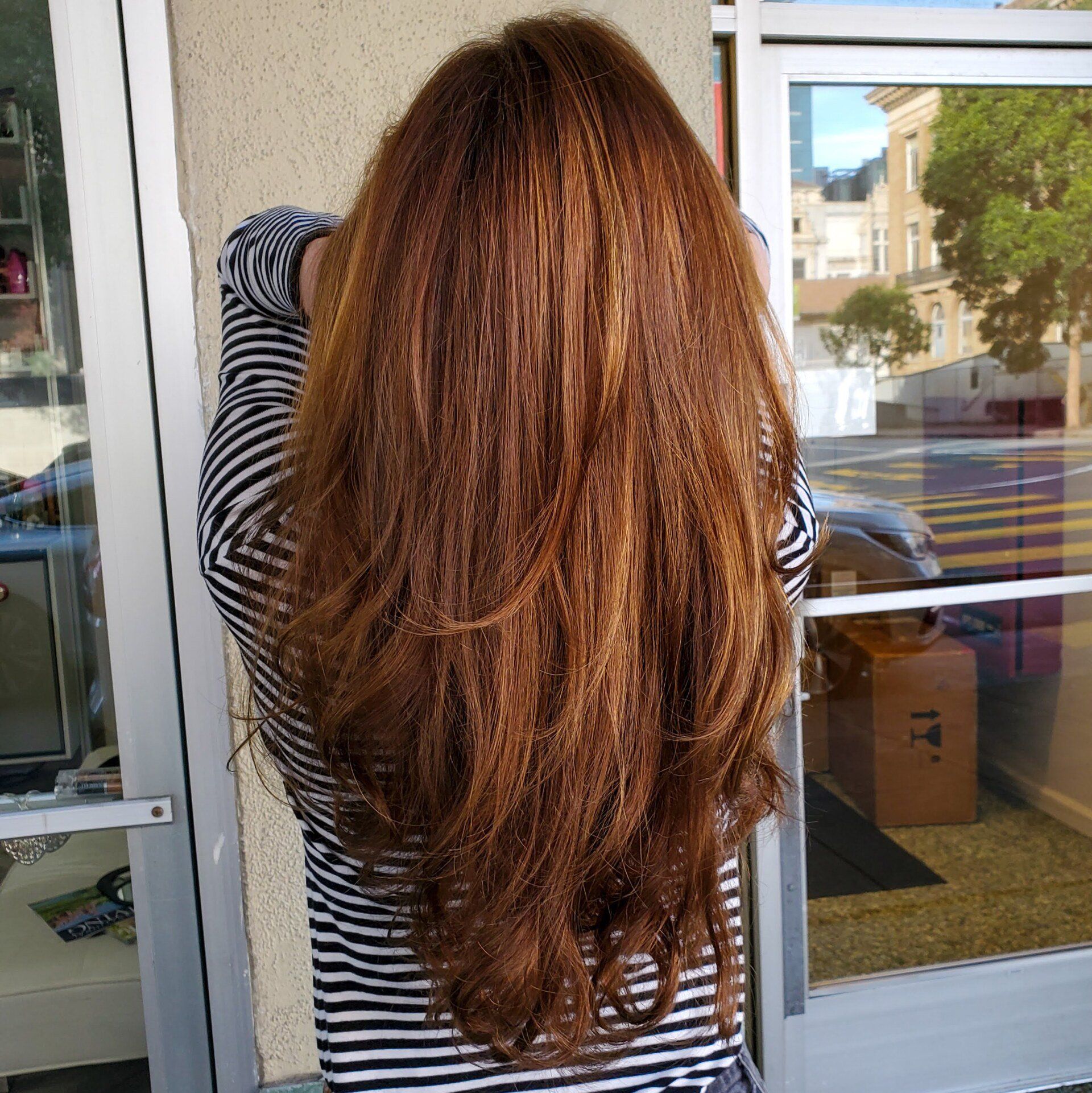 red brown long hair