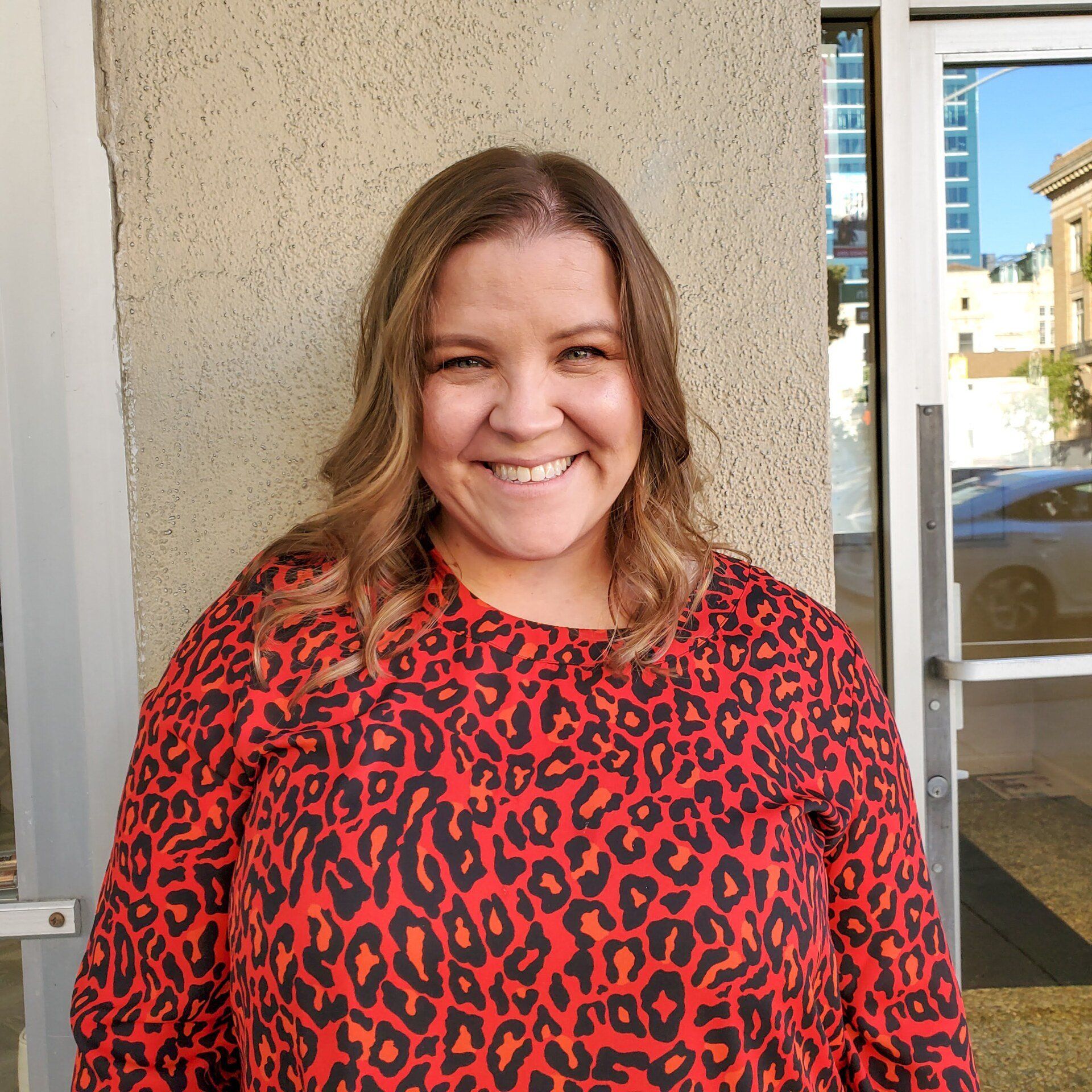 happy client with her new hairstyle