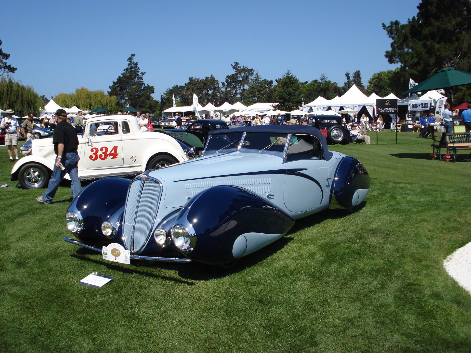 A car with the number 334 on the side of it