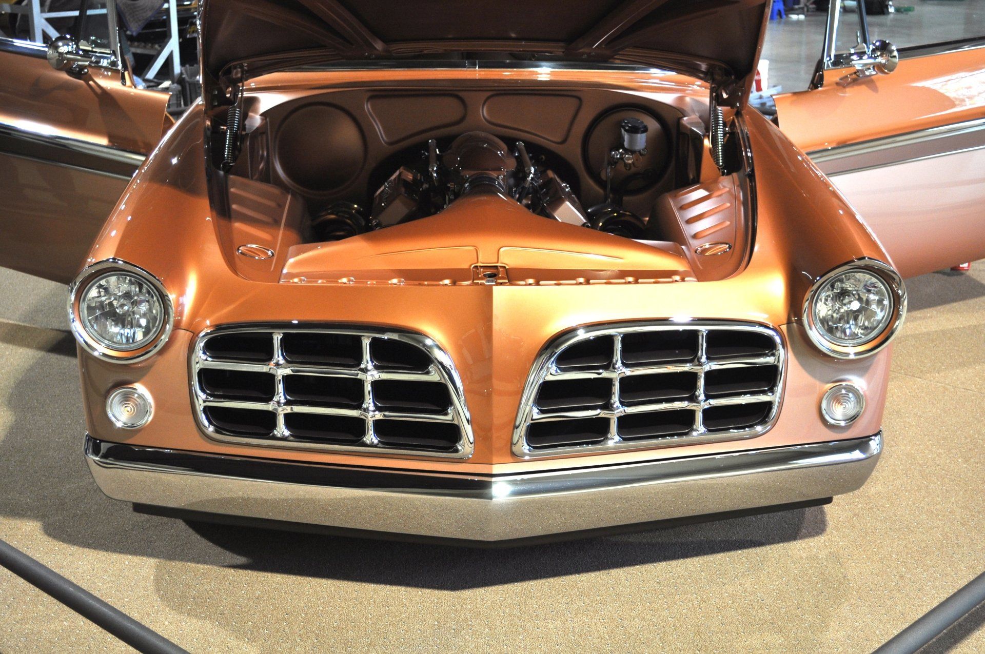 A close up of a car with the hood open