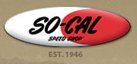 A red and white oval logo for so cal speed shop.