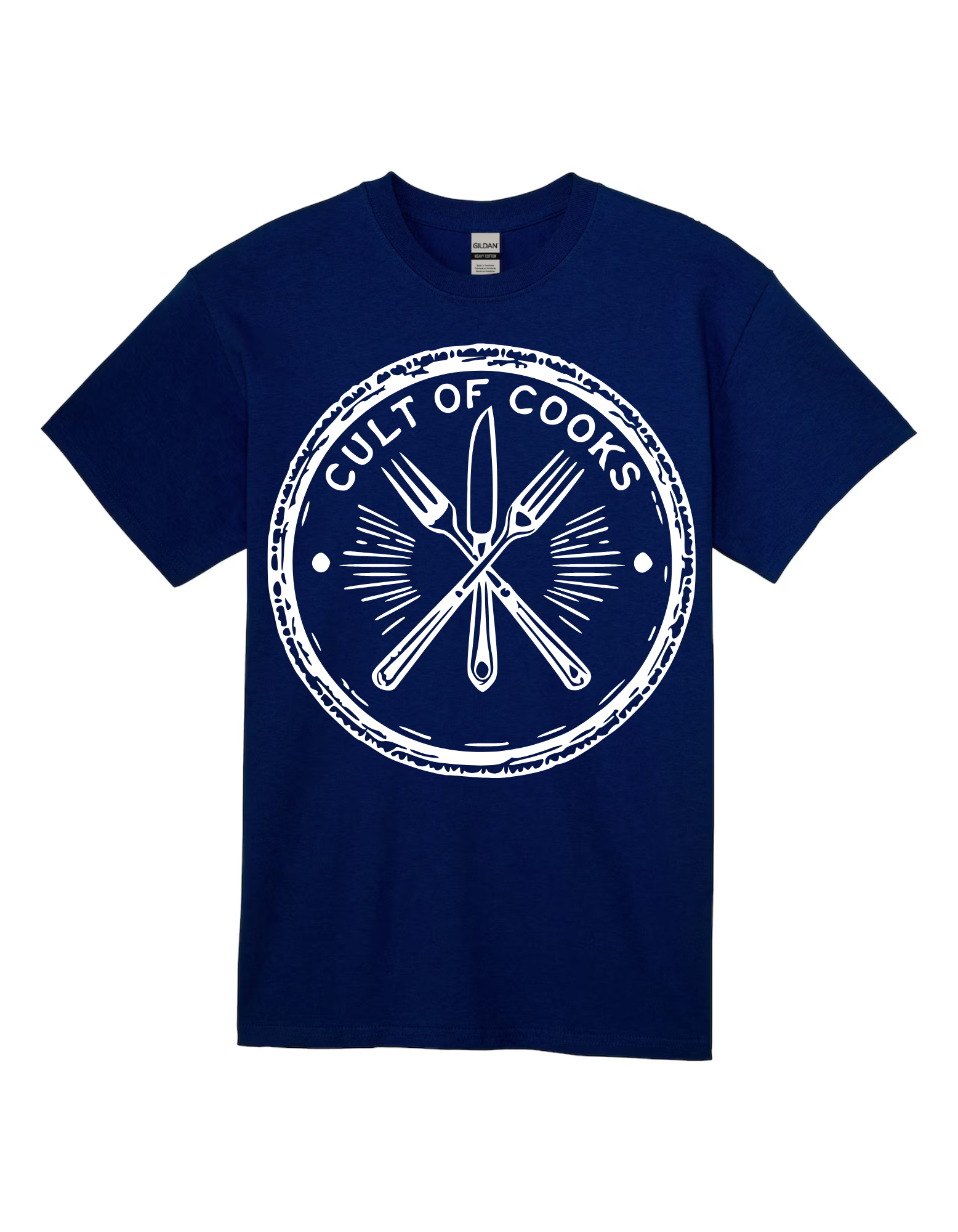 A black t-shirt with the words cult of cooks on it