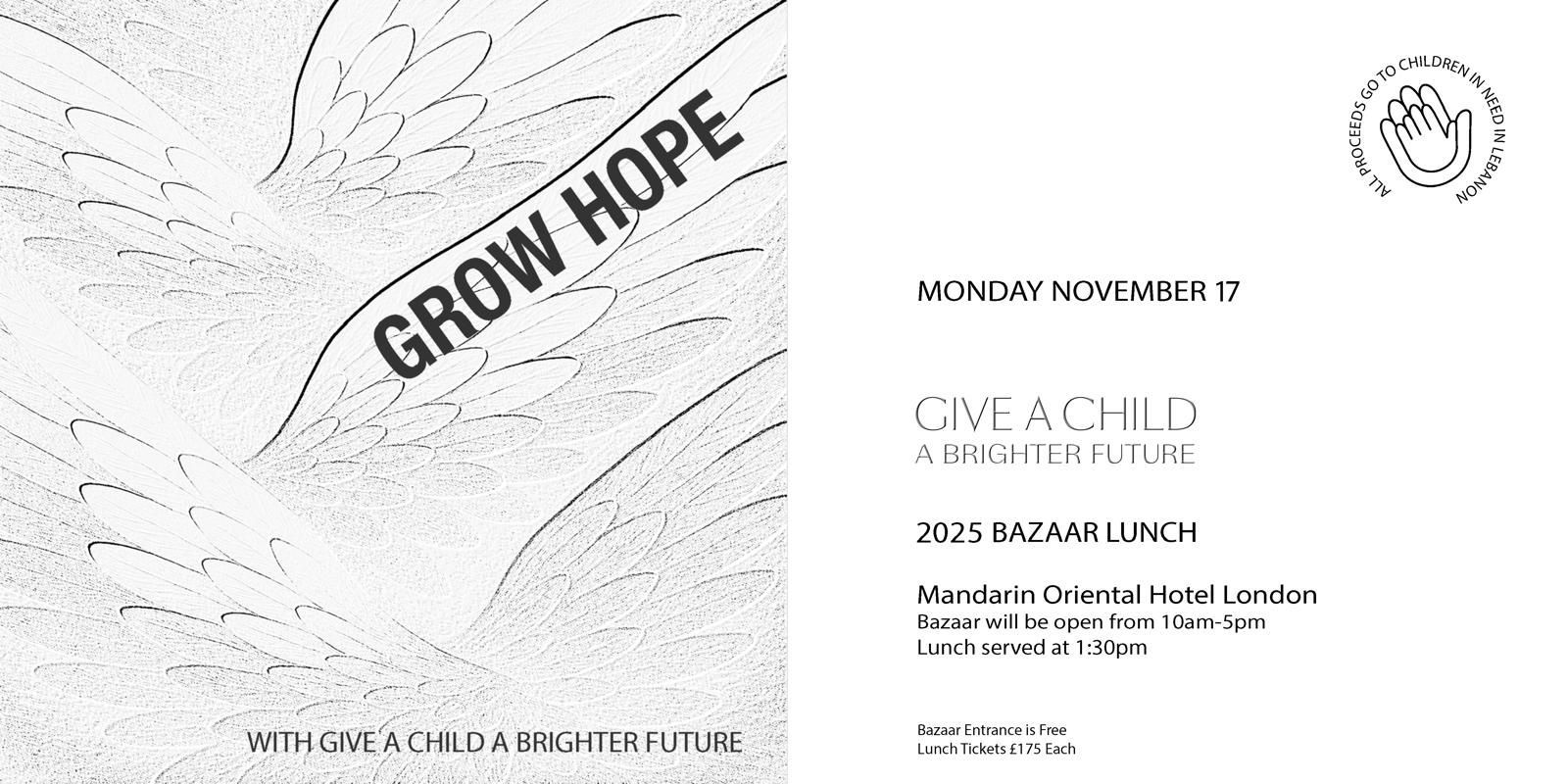 Give a Child a Brighter Future Annual Bazaar 2025 Event details and Lunch Tickets Sale