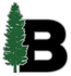 Green tree next to black letter 
