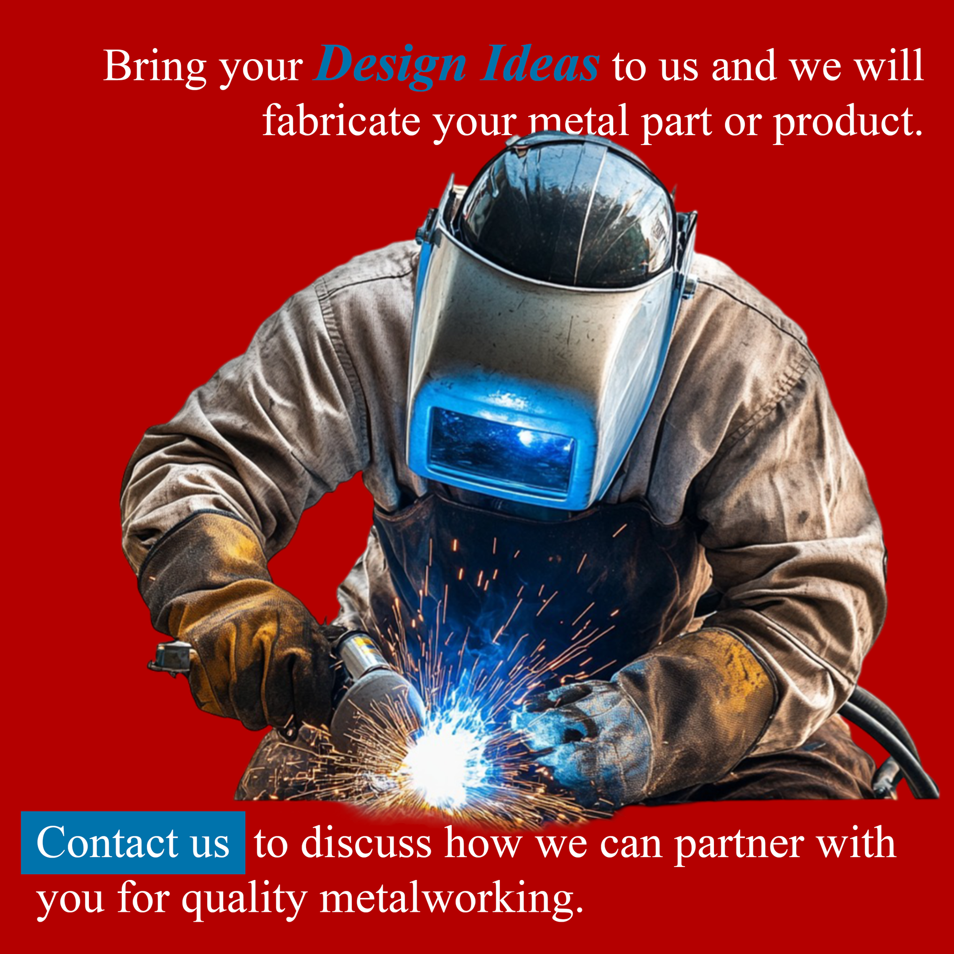 A man wearing a welding helmet is welding a piece of metal